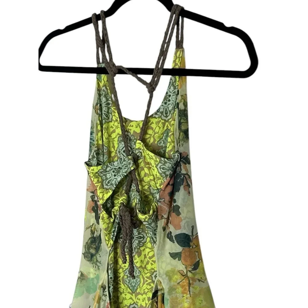 Maaji‎ Maxi Dress Women Medium Open Back Beach Bird Tropical Lightweight Stretch - Picture 7 of 10